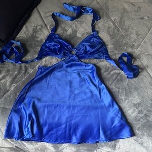 Peppermayo Royal Blue Satin Mini Dress